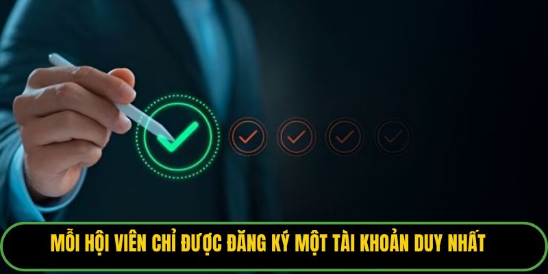 Mỗi hội viên chỉ được đăng ký một tài khoản duy nhất.